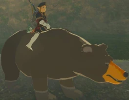 Link wearing the Royal Guard Uniform and riding a Honeyvore Bear