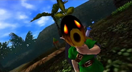 Link transformándose en Link Deku en Majora's Mask 3D.