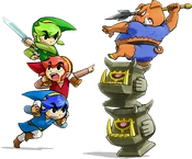 Artwork des Links combattants un moblin sur deux Armos