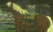 Epona wearing her unique saddle and bridle in Breath of the Wild