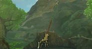A Forked Lizal Spear that spawns in the tree stump at Rutile Lake in Hyrule Ridge