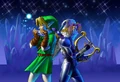 Artwork of Link performing a duet with Sheik from Ocarina of Time