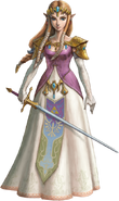 Artwork of Princess Zelda wielding her sword from Twilight Princess HD