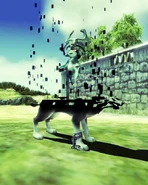 Midna teletransportando a Link en su forma de lobo