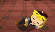 Link qui dort en tenue de conducteur.