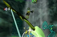 Link qui vise la cible sous Koume