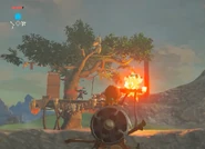 Flecha de fuego quemando Bokoblin en Breath of the Wild.