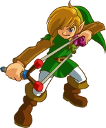 Artwork of Link firing a Mystery Seed with the Slingshot from Oracle of Seasons