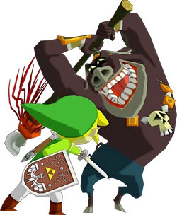 Artwork de Link et d'un Molblin dans The Wind Waker
