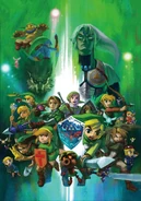 Artwork of the various incarnations of Link, as well as his other forms, created exclusively for Hyrule Historia