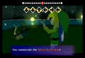 Link and Makar playing the "Wind God's Aria"