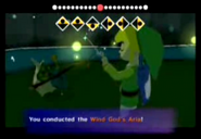 Link conducting the "Wind God's Aria" for Makar