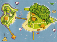 An aerial map of Outset Island