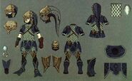 Boceto de la armadura zora en Hyrule Historia.