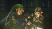 Hyrule Warriors Liberation of the Triforce Link & Zelda return the Master to its Sacred Pedestal (Cutscene)