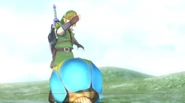 Link mentre usa una bomba