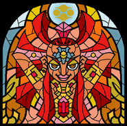 Stained-glass window depicting Nabooru from The Wind Waker