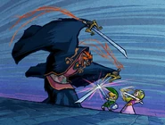 Duel final (Wind Waker).jpg (4,79 Mio) Link et la Princesse Zelda affrontant Ganondorf.
