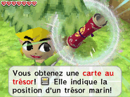 Link obtenant une carte au trésor dans le jeu