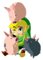 Link and Pigs Sticker