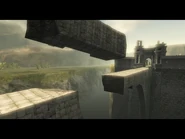 La partie centrale du Pont d'Ordinn en train de se séparer du reste du pont.