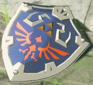 The Hylian Shield on the ground in Breath of the Wild