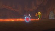 Link alegrándose al recibir un Contenedor de Corazón al acabar con Gohma en The Wind Waker HD.