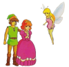 Un artwork de Link et Zelda avec une fée