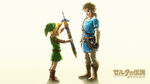 Link de The Legend of Zelda donnant l'Épée de Légende au Link de Bretah of the Wild