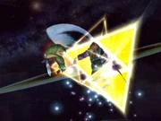 Toon Link performing his Final Smash, the Triforce Slash