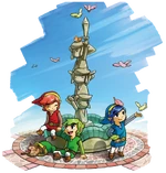 Artwork Link y Estatua Héroes Totémicos TFH