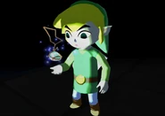 Link speaking to the King of Red Lions through the Pirate's Charm