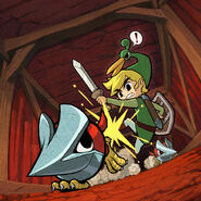 Link luchando contra un Yelmosaurio