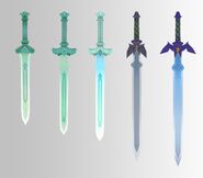 Imagen de las evoluciones de la Espada Maestra en Skyward Sword.