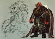Early unused concept design of Ganondorf from Twilight Princess featured in the Hyrule Historia