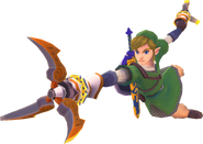 Link utilisant le Grappin dans Skyward Sword