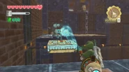 Link utilizando el ánfora de aire en Skyward Sword.