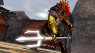 Ganondorf's victory cutscene for his Trident moveset featuring him wielding the Thief's Trident in Hyrule Warriors