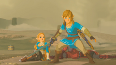 Link protégeant Zelda BOTW