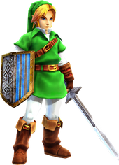 Promotional Render of Link's Kokiri Tunic costume depicting him wearing the Kokiri Boots from Hyrule Warriors