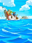 Artwork de Link et Linebeck sur la mer.