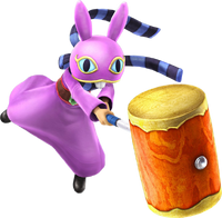 Ravio wielding the Wooden Hammer from Hyrule Warriors Legends