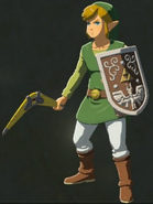 Link wearing the Hero's Clothes of the Wind Armor Set in Breath of the Wild