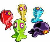 A Yellow ChuChu in the back center