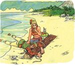 Marine trouve Link sur la plage.