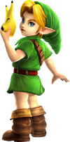 Promotional Render of Young Link holding the Keaton Mask from Hyrule Warriors