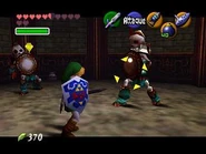 Link luchando contra un Stalfos en Ocarina of Time.