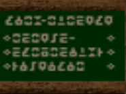 Pizarra fuera del bar en Majora's Mask.