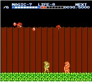 Un Geru qui attaque Link d'une palissade.