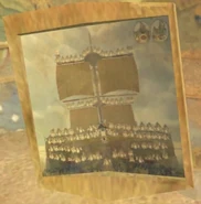 Un tableau à l'intérieur de la maison, qui représente Ycéo et son équipage.